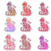 Blumenkatzen Silhouette ArtFaux überzogene Canvas Aufkleber (Vorderseite)