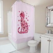 Blumenkatzen Silhouette ArtFaux überzogene Canvas  Duschvorhang (Beispiel)