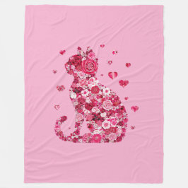 Blumenkatzen Silhouette ArtFaux überzogene Canvas  Fleecedecke