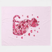 Blumenkatzen Silhouette ArtFaux überzogene Canvas  Fleecedecke (Vorderseite (Horizontal))