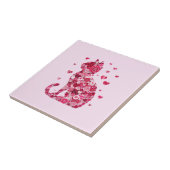 Blumenkatzen Silhouette ArtFaux überzogene Canvas Fliese (Seite)