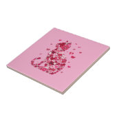 Blumenkatzen Silhouette ArtFaux überzogene Canvas Fliese (Seite)