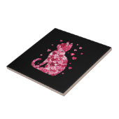 Blumenkatzen Silhouette ArtFaux überzogene Canvas Fliese (Seite)