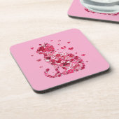 Blumenkatzen Silhouette ArtFaux überzogene Canvas Getränkeuntersetzer (Linke Seite)