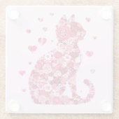 Blumenkatzen Silhouette ArtFaux überzogene Canvas Glasuntersetzer (Rückseite)