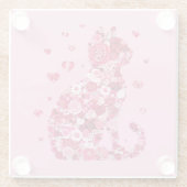 Blumenkatzen Silhouette ArtFaux überzogene Canvas Glasuntersetzer (Rückseite)