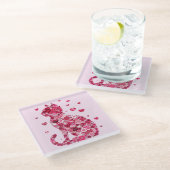 Blumenkatzen Silhouette ArtFaux überzogene Canvas  Glasuntersetzer (Schrägansicht)