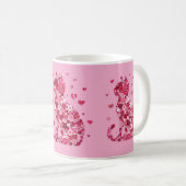 Blumenkatzen Silhouette ArtFaux überzogene Canvas Kaffeetasse (VorderseiteRechts)