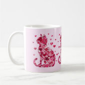 Blumenkatzen Silhouette ArtFaux überzogene Canvas Kaffeetasse (Links)