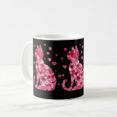 Blumenkatzen Silhouette ArtFaux überzogene Canvas Kaffeetasse (Vorderseite Links)