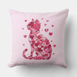 Blumenkatzen Silhouette ArtFaux überzogene Canvas Kissen