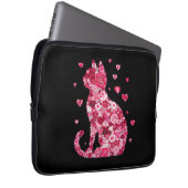 Blumenkatzen Silhouette ArtFaux überzogene Canvas  Laptopschutzhülle (Vorne Rechts)