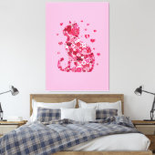 Blumenkatzen Silhouette ArtFaux überzogene Canvas Leinwanddruck (Insitu (Schlafzimmer))