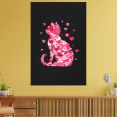 Blumenkatzen Silhouette ArtFaux überzogene Canvas Leinwanddruck (Insitu (Wohnzimmer))