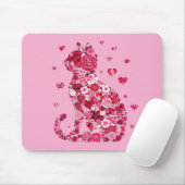 Blumenkatzen Silhouette ArtFaux überzogene Canvas  Mousepad (Mit Mouse)