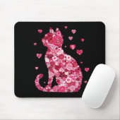 Blumenkatzen Silhouette ArtFaux überzogene Canvas  Mousepad (Mit Mouse)