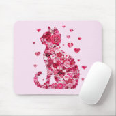 Blumenkatzen Silhouette ArtFaux überzogene Canvas  Mousepad (Mit Mouse)