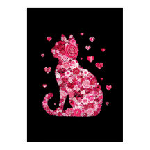 Blumenkatzen Silhouette ArtFaux überzogene Canvas 