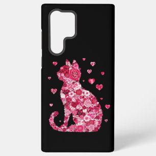 Blumenkatzen Silhouette ArtFaux überzogene Canvas Samsung Galaxy Hülle