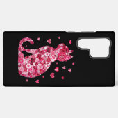 Blumenkatzen Silhouette ArtFaux überzogene Canvas  Samsung Galaxy Hülle (Rückseite (Horizontal))