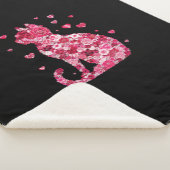 Blumenkatzen Silhouette ArtFaux überzogene Canvas  Sherpadecke (3/4)