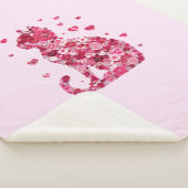 Blumenkatzen Silhouette ArtFaux überzogene Canvas Sherpadecke (3/4)