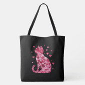 Blumenkatzen Silhouette ArtFaux überzogene Canvas  Tasche (Rückseite)