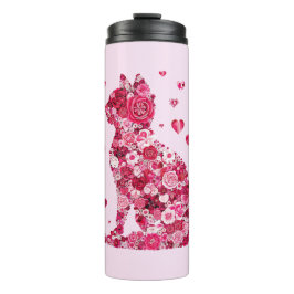 Blumenkatzen Silhouette ArtFaux überzogene Canvas  Thermosbecher