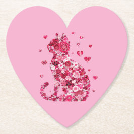 Blumenkatzen Silhouette ArtFaux überzogene Canvas Untersetzer