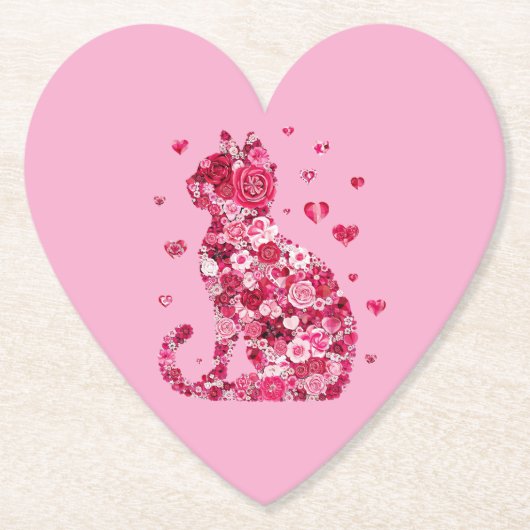 Blumenkatzen Silhouette ArtFaux überzogene Canvas  Untersetzer (Vorderseite)