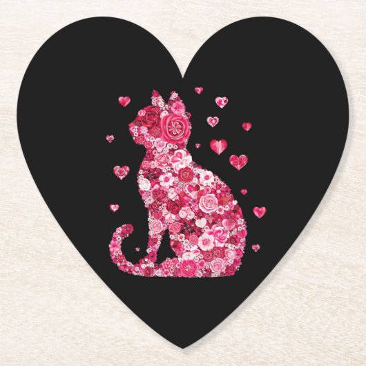 Blumenkatzen Silhouette ArtFaux überzogene Canvas Untersetzer (Vorderseite)