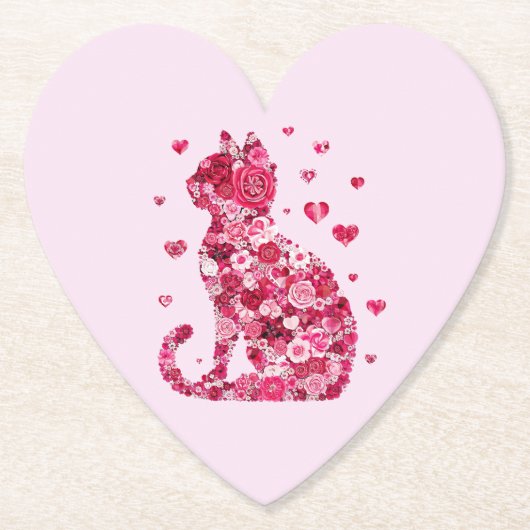 Blumenkatzen Silhouette ArtFaux überzogene Canvas Untersetzer (Vorderseite)