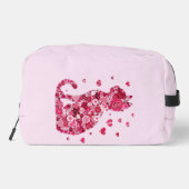 Blumenkatzen Silhouette ArtFaux überzogene Canvas  Waschbeutel (Rückseite)