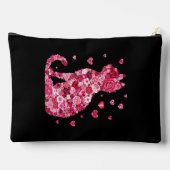 Blumenkatzen Silhouette ArtFaux überzogene Canvas Zubehörtasche (Rückseite)