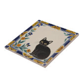 Blumenkatzen - Süße schwarze Katze und orangefarbe Fliese (Seite)