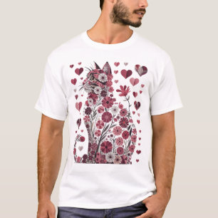 Blumenkatzenherz Romantische Ästhetik Liebeskunst T-Shirt