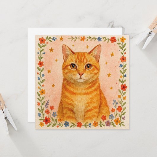 Blumenkatzenkarte. Karte (Vorderseite/Rückseite Beispiel)