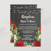 Blumenkhalk Rustikale Hochzeitsempfang Rote Rosen Einladung (Vorne/Hinten)