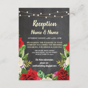 Blumenkhalk Rustikale Hochzeitsempfang Rote Rosen Einladung