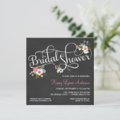Blumenkhalkboard Bridal Dusche Einladungen (Stehend Vorderseite)