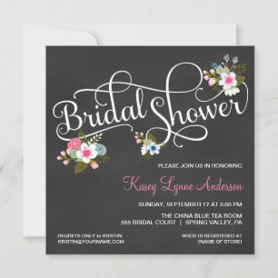 Blumenkhalkboard Bridal Dusche Einladungen
