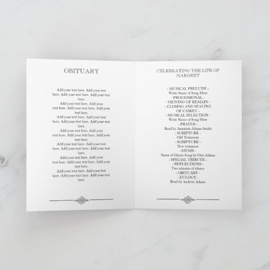 Blumenkhalkboard-Feier zum Life-Programm Programm (Innenseite)