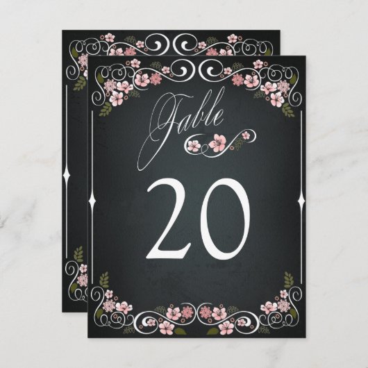 Blumenkhalkboard Vintage, fette Hochzeitstischkart Einladung (Vorne/Hinten)