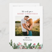 Blumenkiefer Zwei Fotos Weihnachtskarte Einladung (Vorne/Hinten)