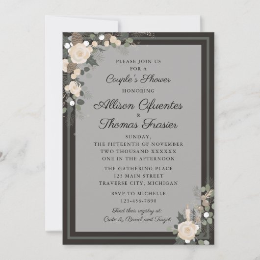 Blumenkieferndusche für den Winterurlaub Einladung (Vorderseite)