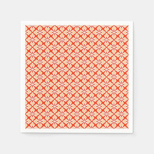 Blumenkimono, Pfirsich, Mandarine Serviette (Vorderseite)