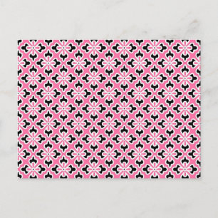 Blumenkimono, rosa, schwarz und weiß postkarte