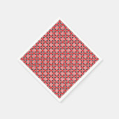 Blumenkimono, rot, schwarz und weiß serviette (Ecke)