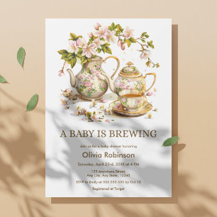 Blumenkind: Ein Baby braut sich zusammen Baby-Part Einladung