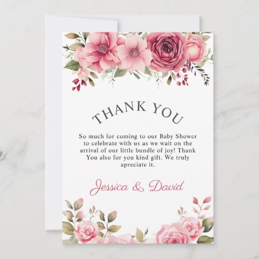 Blumenkinderdusche Rose farbenfroh Dankeskarte (Vorderseite)